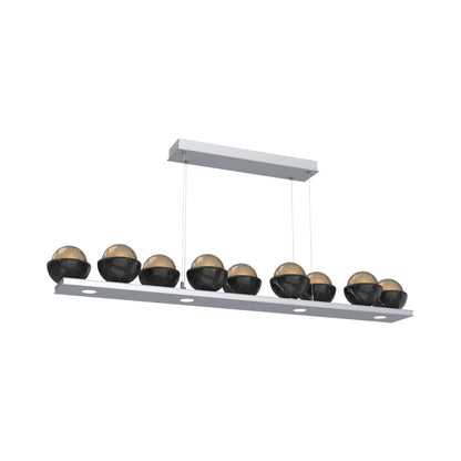 Cabochon Bronze Linear LED Chandelier in Classic Silver/Black Marble (58.8-Inch).