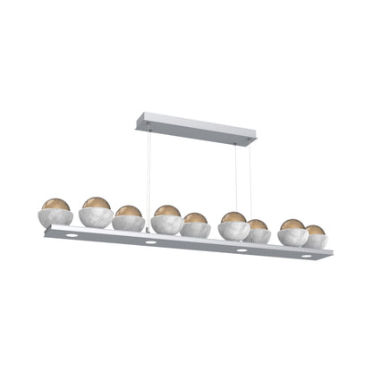 Cabochon Bronze Linear LED Chandelier in Classic Silver/White Marble (58.8-Inch).