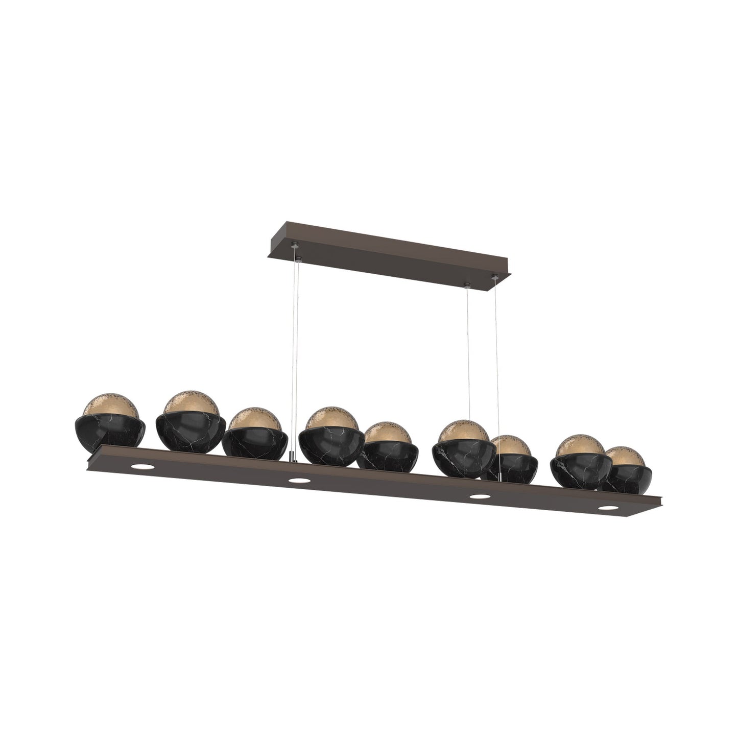 Cabochon Bronze Linear LED Chandelier in Flat Bronze/Black Marble (58.8-Inch).