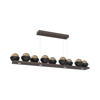 Cabochon Bronze Linear LED Chandelier in Flat Bronze/Black Marble (58.8-Inch).