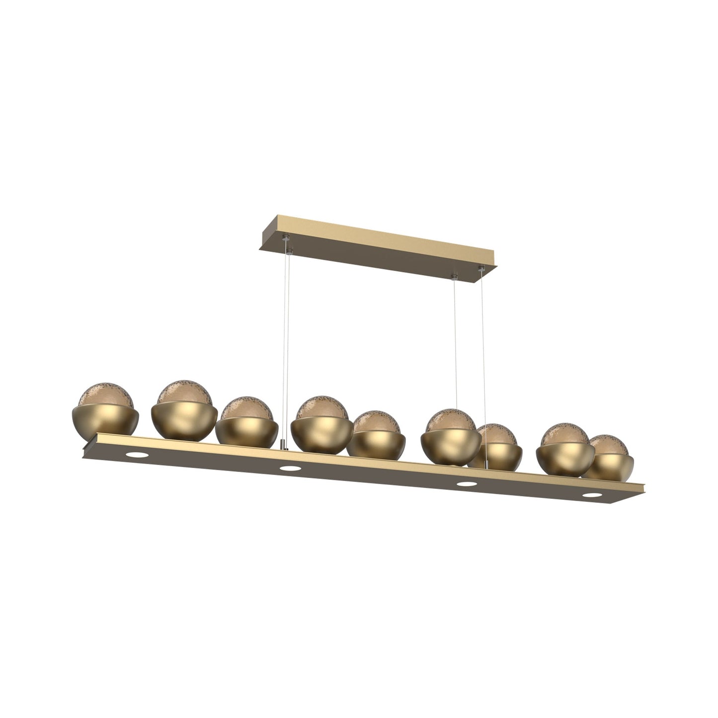 Cabochon Bronze Linear LED Chandelier in Gilded Brass/Matching Finish (58.8-Inch).
