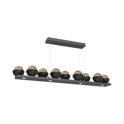 Cabochon Bronze Linear LED Chandelier in Graphite/Black Marble (58.8-Inch).