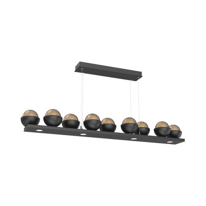 Cabochon Bronze Linear LED Chandelier in Matte Black/Matching Finish (58.8-Inch).