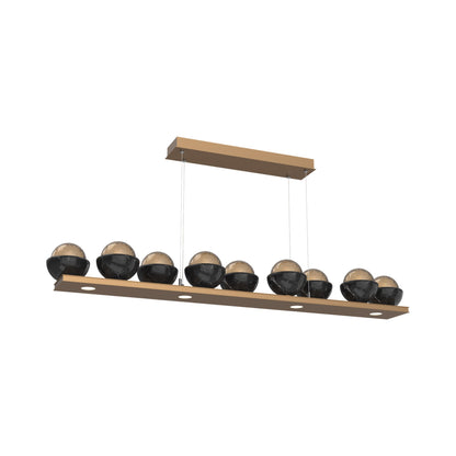 Cabochon Bronze Linear LED Chandelier in Novel Brass/Black Marble (58.8-Inch).