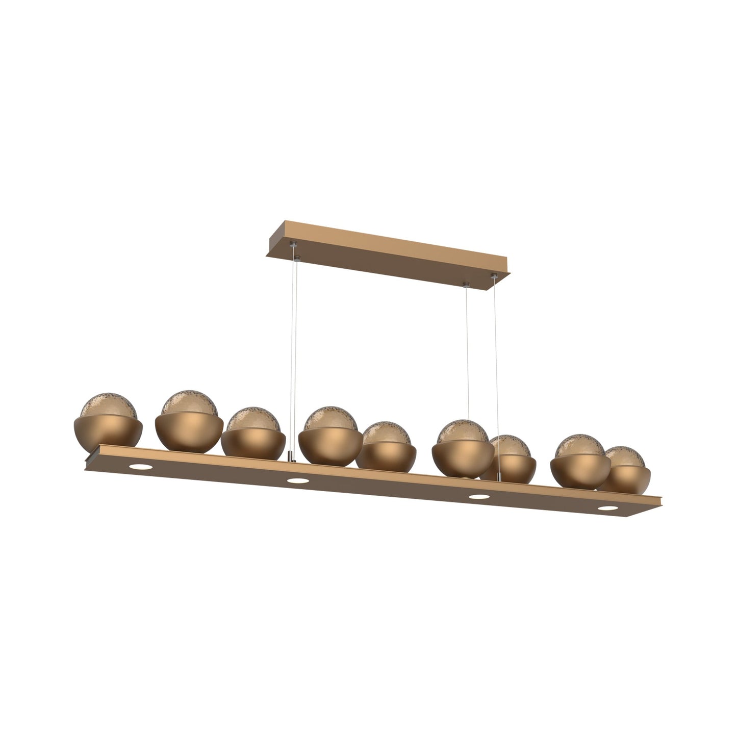 Cabochon Bronze Linear LED Chandelier in Novel Brass/Matching Finish (58.8-Inch).