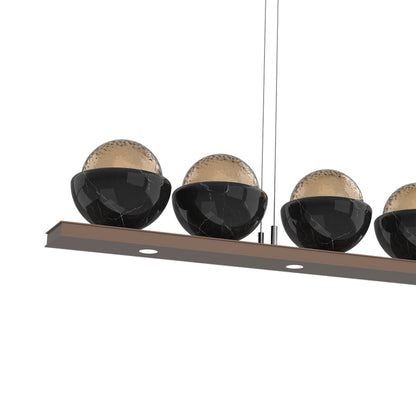 Cabochon Bronze Linear LED Chandelier in Detail.