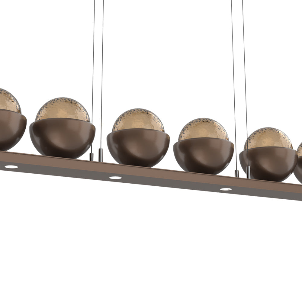 Cabochon Bronze Linear LED Chandelier in Detail.