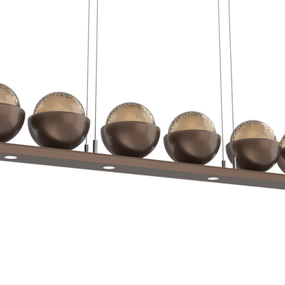 Cabochon Bronze Linear LED Chandelier in Detail.