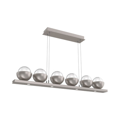 Cabochon Clear Linear LED Chandelier in Beige Silver/Matching Finish (44-Inch).