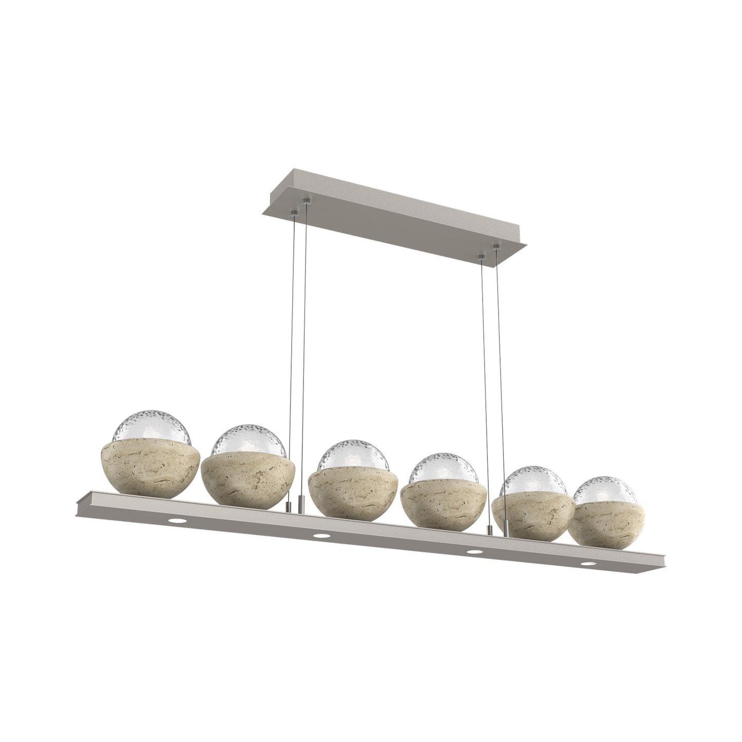 Cabochon Clear Linear LED Chandelier in Beige Silver/Travertine (44-Inch).