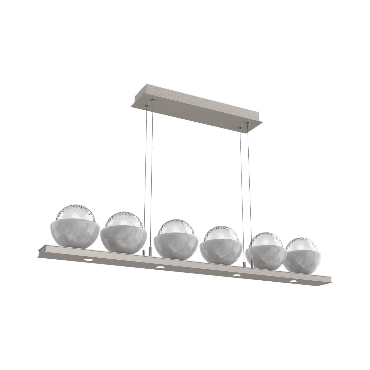 Cabochon Clear Linear LED Chandelier in Beige Silver/White Marble (44-Inch).