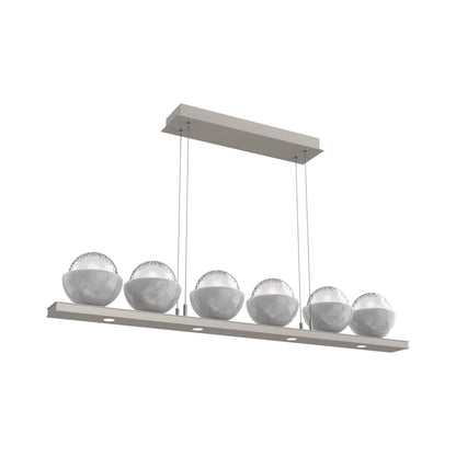 Cabochon Clear Linear LED Chandelier in Beige Silver/White Marble (44-Inch).