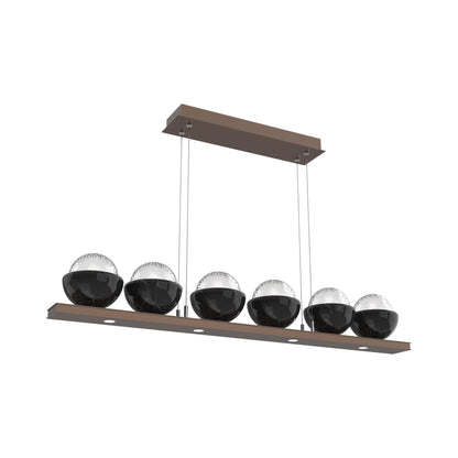Cabochon Clear Linear LED Chandelier in Burnished Bronze/Black Marble (44-Inch).