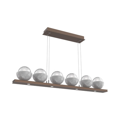 Cabochon Clear Linear LED Chandelier in Burnished Bronze/White Marble (44-Inch).