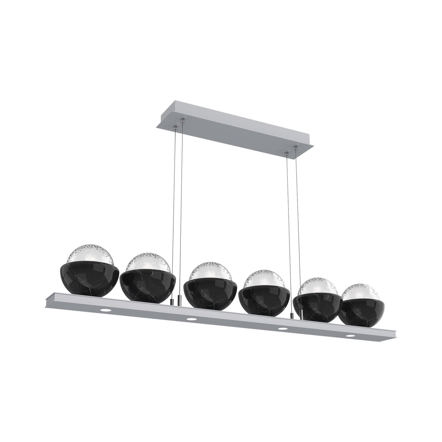 Cabochon Clear Linear LED Chandelier in Classic Silver/Black Marble (44-Inch).