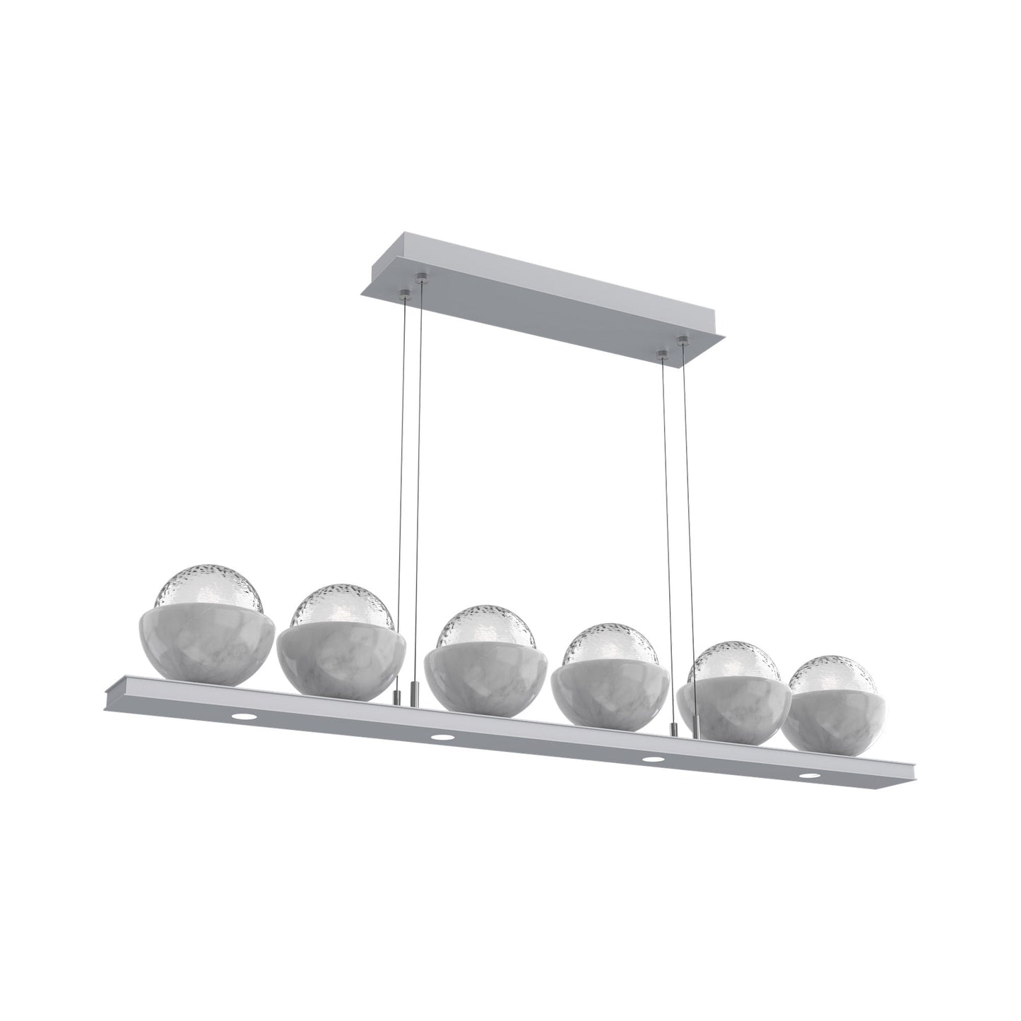 Cabochon Clear Linear LED Chandelier in Classic Silver/White Marble (44-Inch).