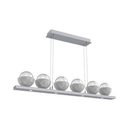 Cabochon Clear Linear LED Chandelier in Classic Silver/White Marble (44-Inch).