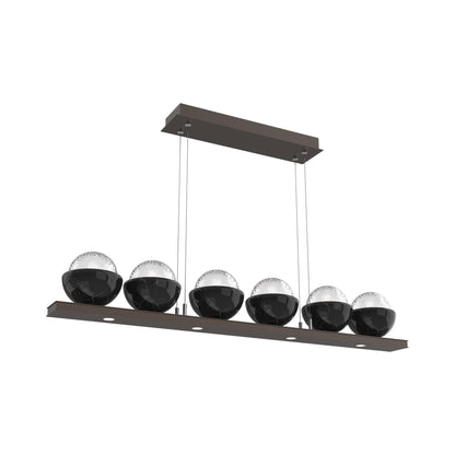 Cabochon Clear Linear LED Chandelier in Flat Bronze/Black Marble (44-Inch).