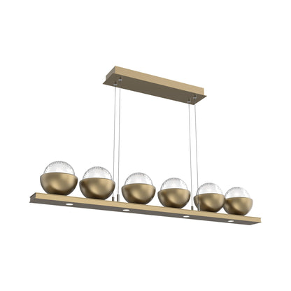 Cabochon Clear Linear LED Chandelier in Gilded Brass/Matching Finish (44-Inch).