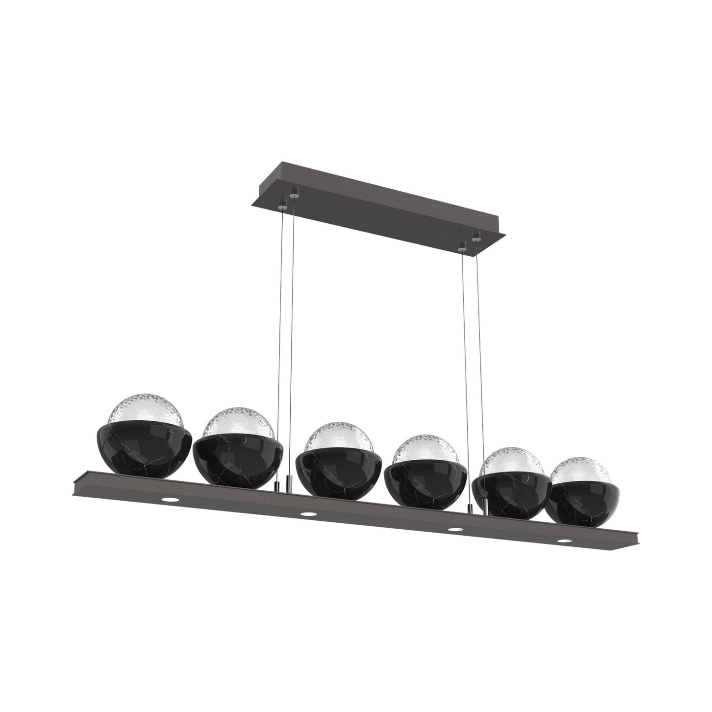 Cabochon Clear Linear LED Chandelier in Graphite/Black Marble (44-Inch).