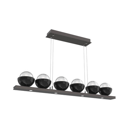 Cabochon Clear Linear LED Chandelier in Graphite/Black Marble (44-Inch).