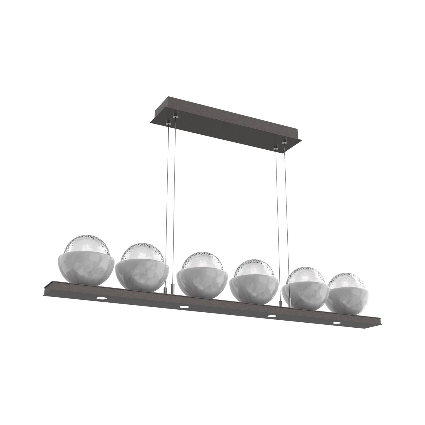 Cabochon Clear Linear LED Chandelier in Graphite/White Marble (44-Inch).