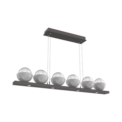 Cabochon Clear Linear LED Chandelier in Graphite/White Marble (44-Inch).