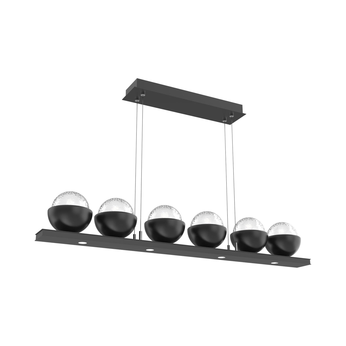 Cabochon Clear Linear LED Chandelier in Matte Black/Matching Finish (44-Inch).