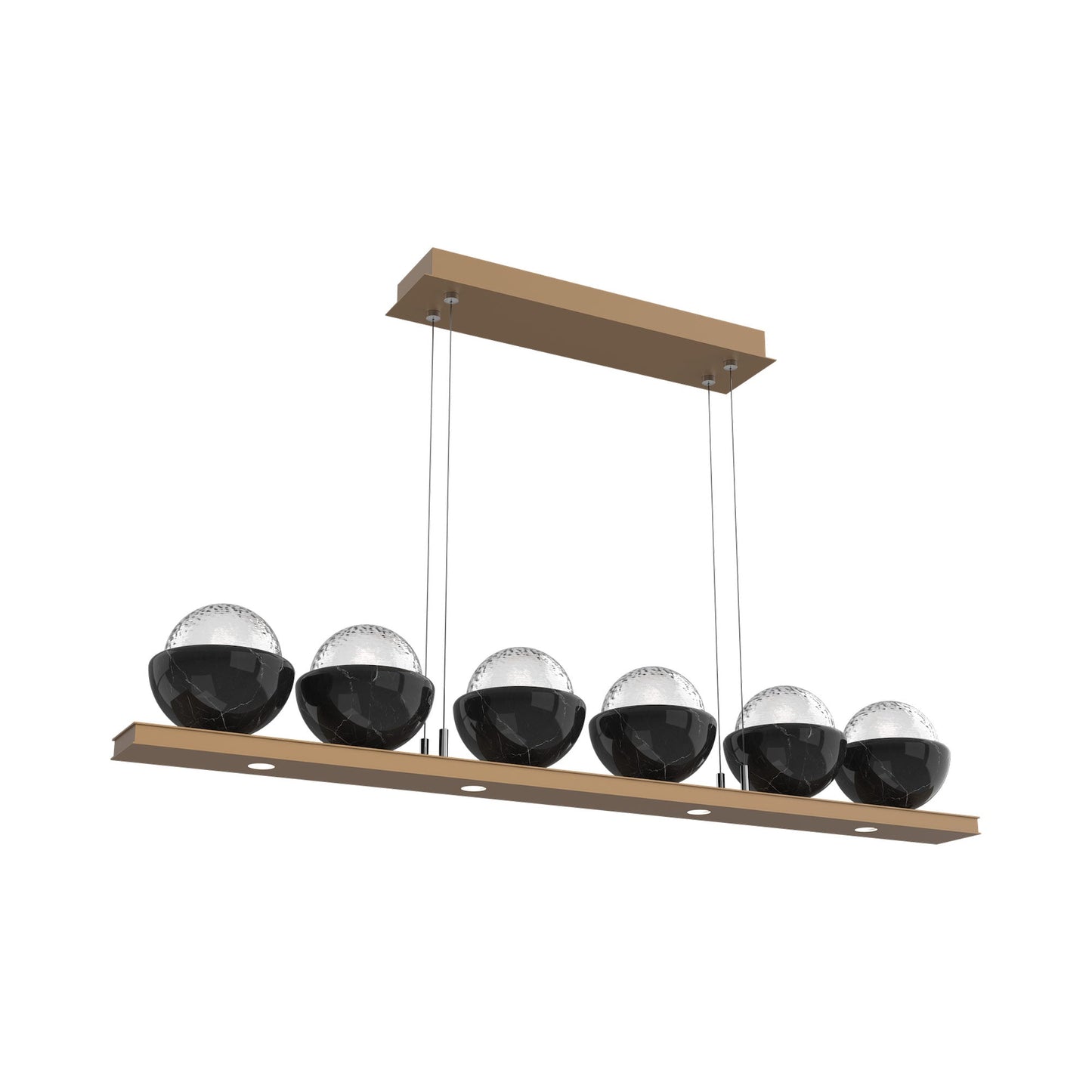 Cabochon Clear Linear LED Chandelier in Novel Brass/Black Marble (44-Inch).