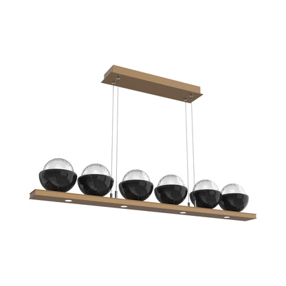 Cabochon Clear Linear LED Chandelier in Novel Brass/Black Marble (44-Inch).