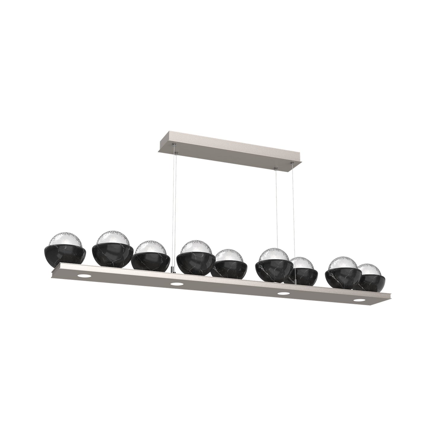 Cabochon Clear Linear LED Chandelier in Beige Silver/Black Marble (58.8-Inch).