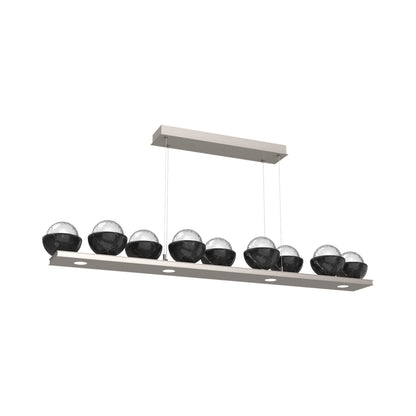 Cabochon Clear Linear LED Chandelier in Beige Silver/Black Marble (58.8-Inch).