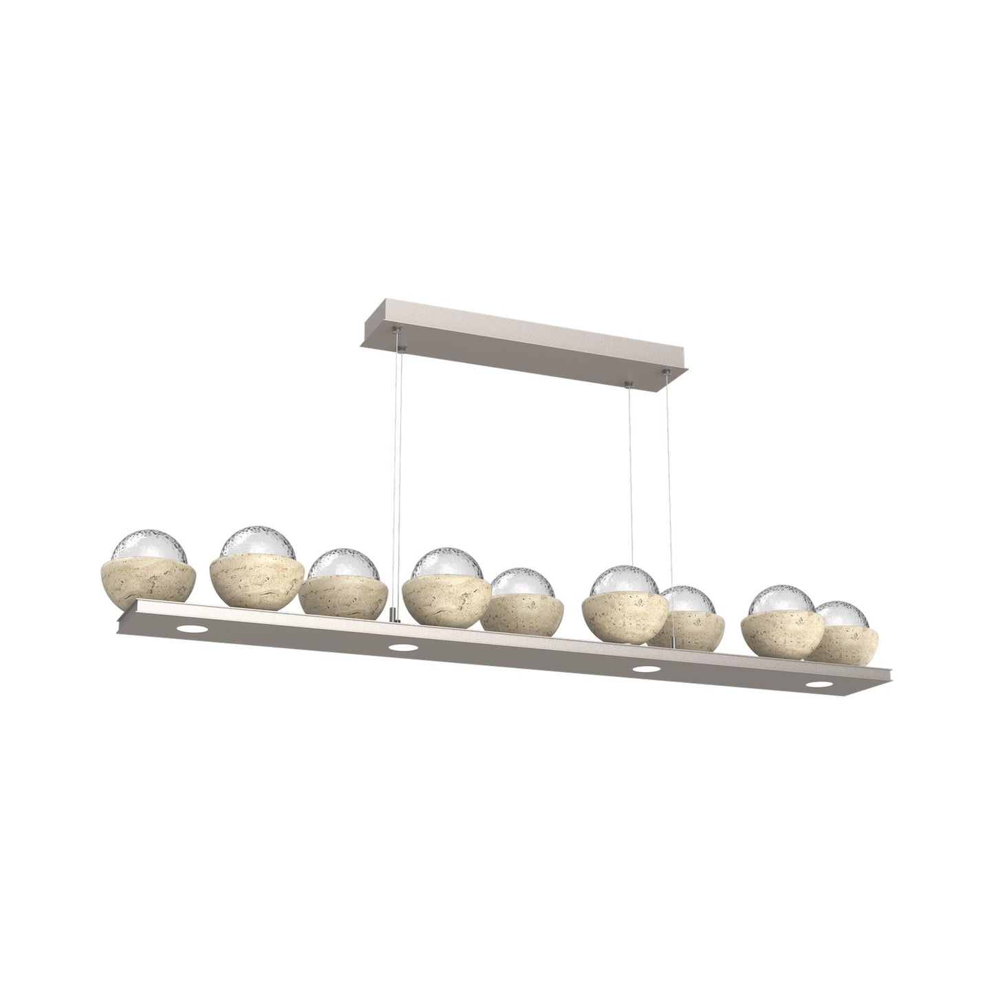 Cabochon Clear Linear LED Chandelier in Beige Silver/Travertine (58.8-Inch).