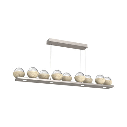 Cabochon Clear Linear LED Chandelier in Beige Silver/Travertine (58.8-Inch).