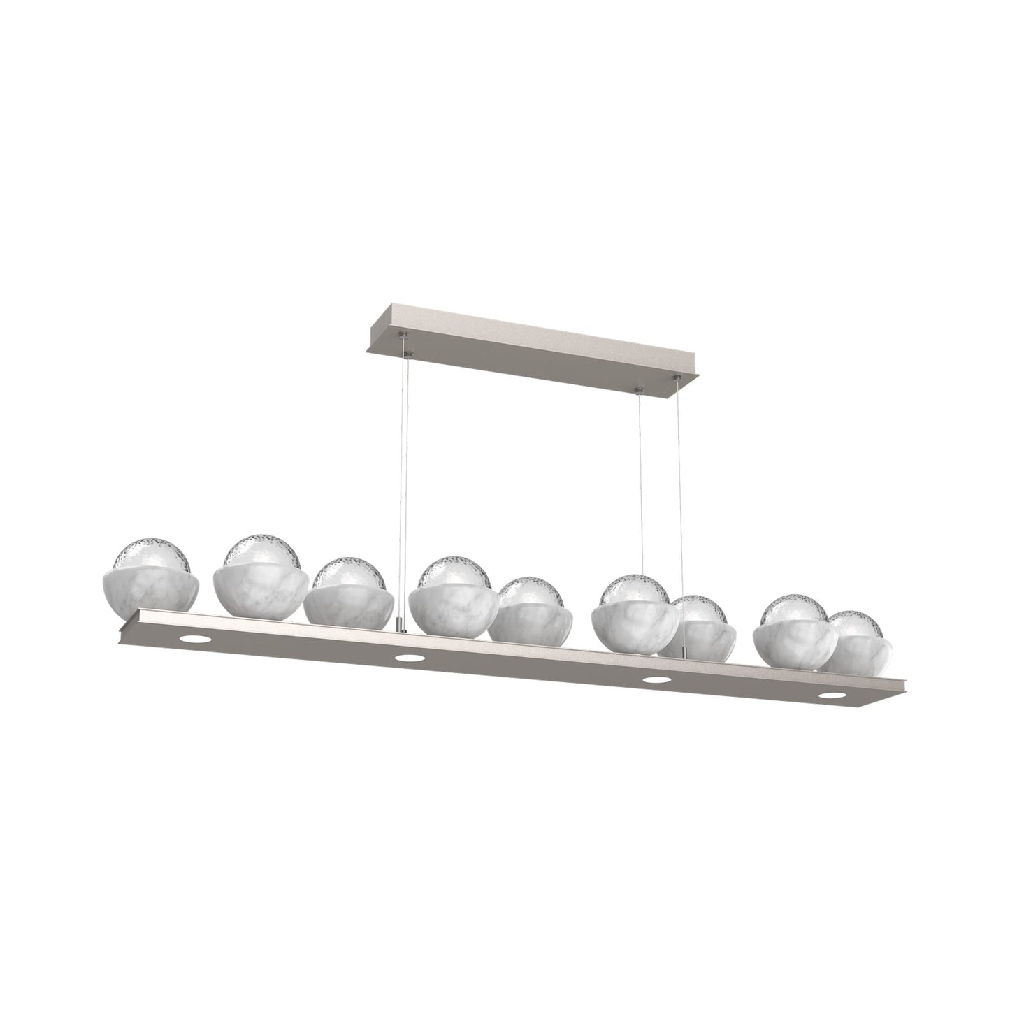 Cabochon Clear Linear LED Chandelier in Beige Silver/White Marble (58.8-Inch).