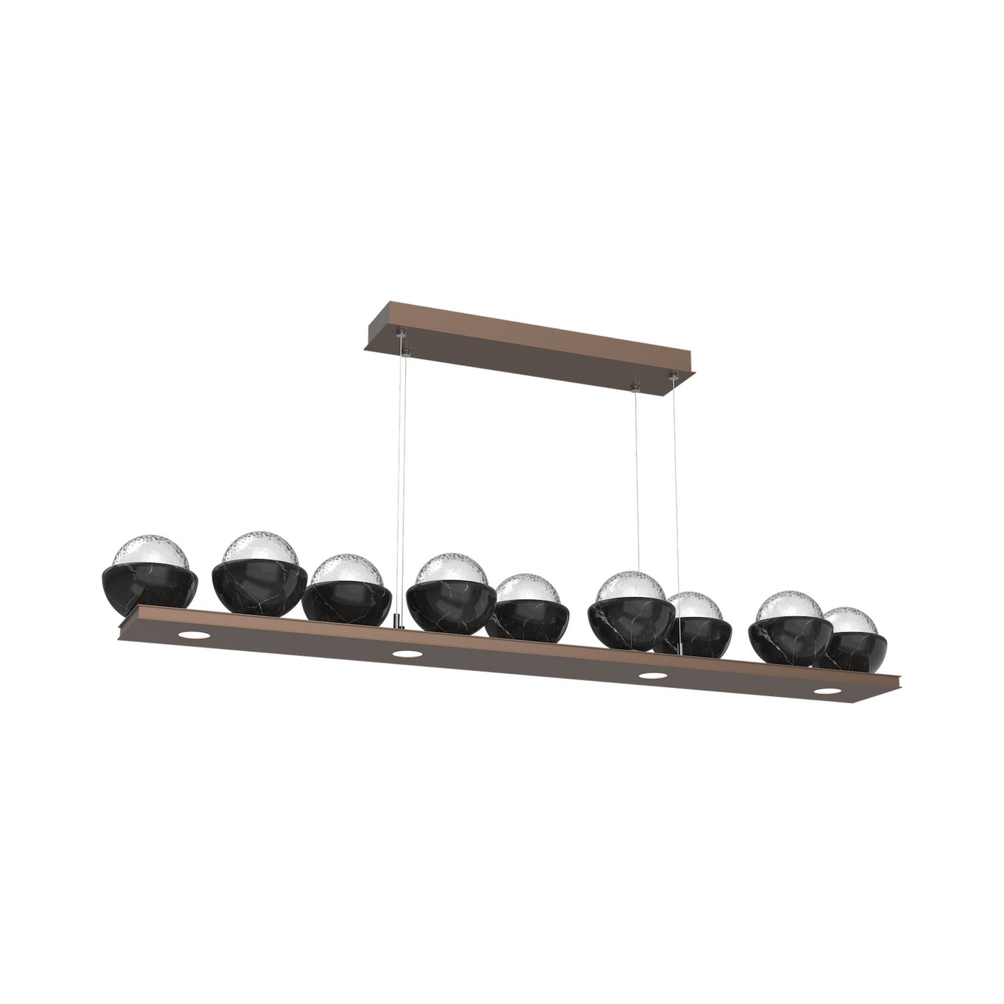 Cabochon Clear Linear LED Chandelier in Burnished Bronze/Black Marble (58.8-Inch).