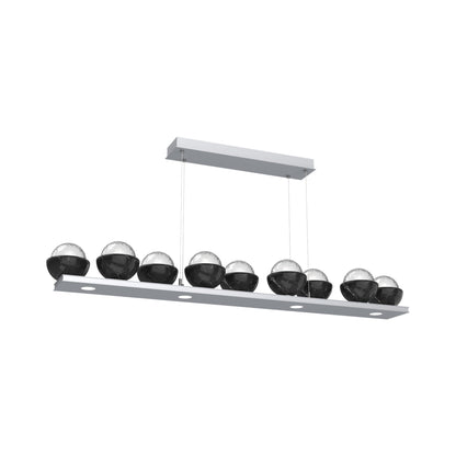 Cabochon Clear Linear LED Chandelier in Classic Silver/Black Marble (58.8-Inch).