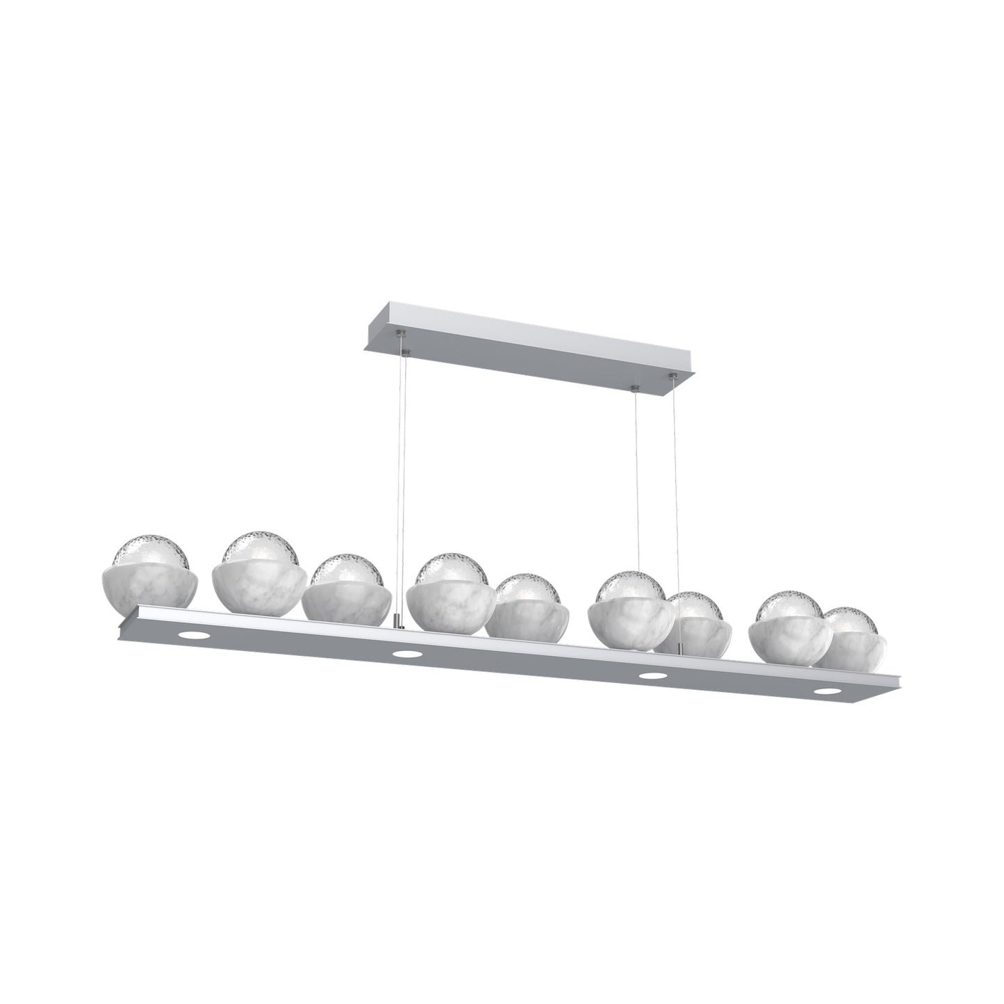 Cabochon Clear Linear LED Chandelier in Classic Silver/White Marble (58.8-Inch).