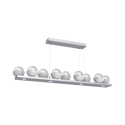 Cabochon Clear Linear LED Chandelier in Classic Silver/White Marble (58.8-Inch).