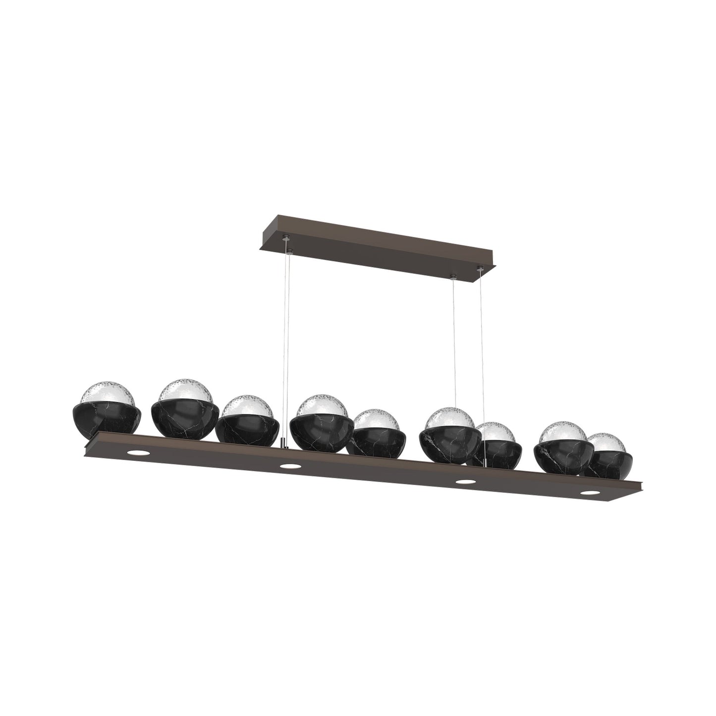 Cabochon Clear Linear LED Chandelier in Flat Bronze/Black Marble (58.8-Inch).