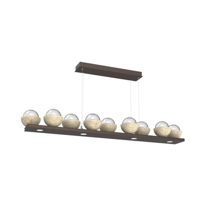 Cabochon Clear Linear LED Chandelier in Flat Bronze/Travertine (58.8-Inch).