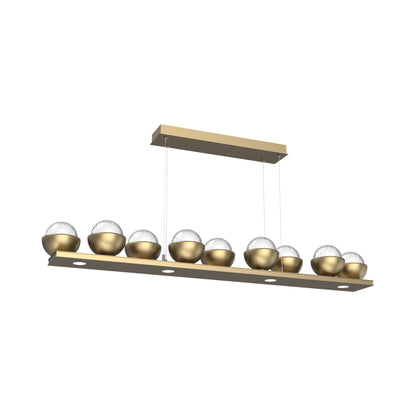 Cabochon Clear Linear LED Chandelier in Gilded Brass/Matching Finish (58.8-Inch).