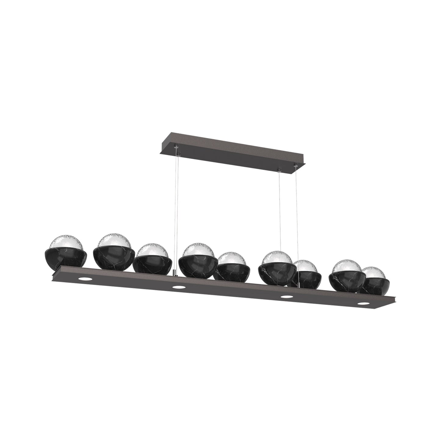 Cabochon Clear Linear LED Chandelier in Graphite/Black Marble (58.8-Inch).