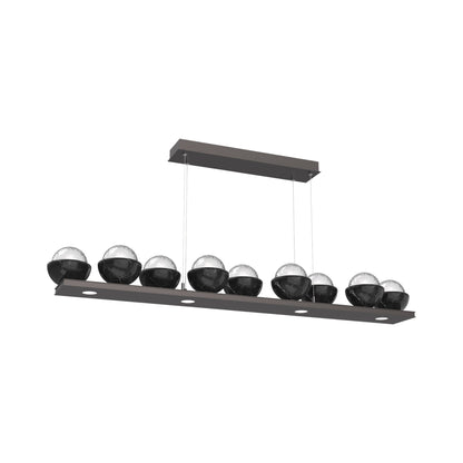 Cabochon Clear Linear LED Chandelier in Graphite/Black Marble (58.8-Inch).