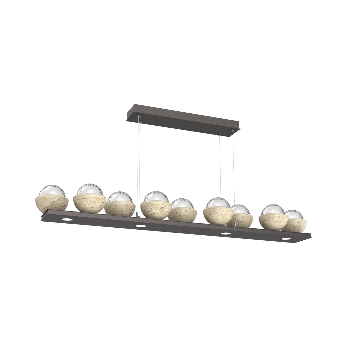 Cabochon Clear Linear LED Chandelier in Graphite/Travertine (58.8-Inch).