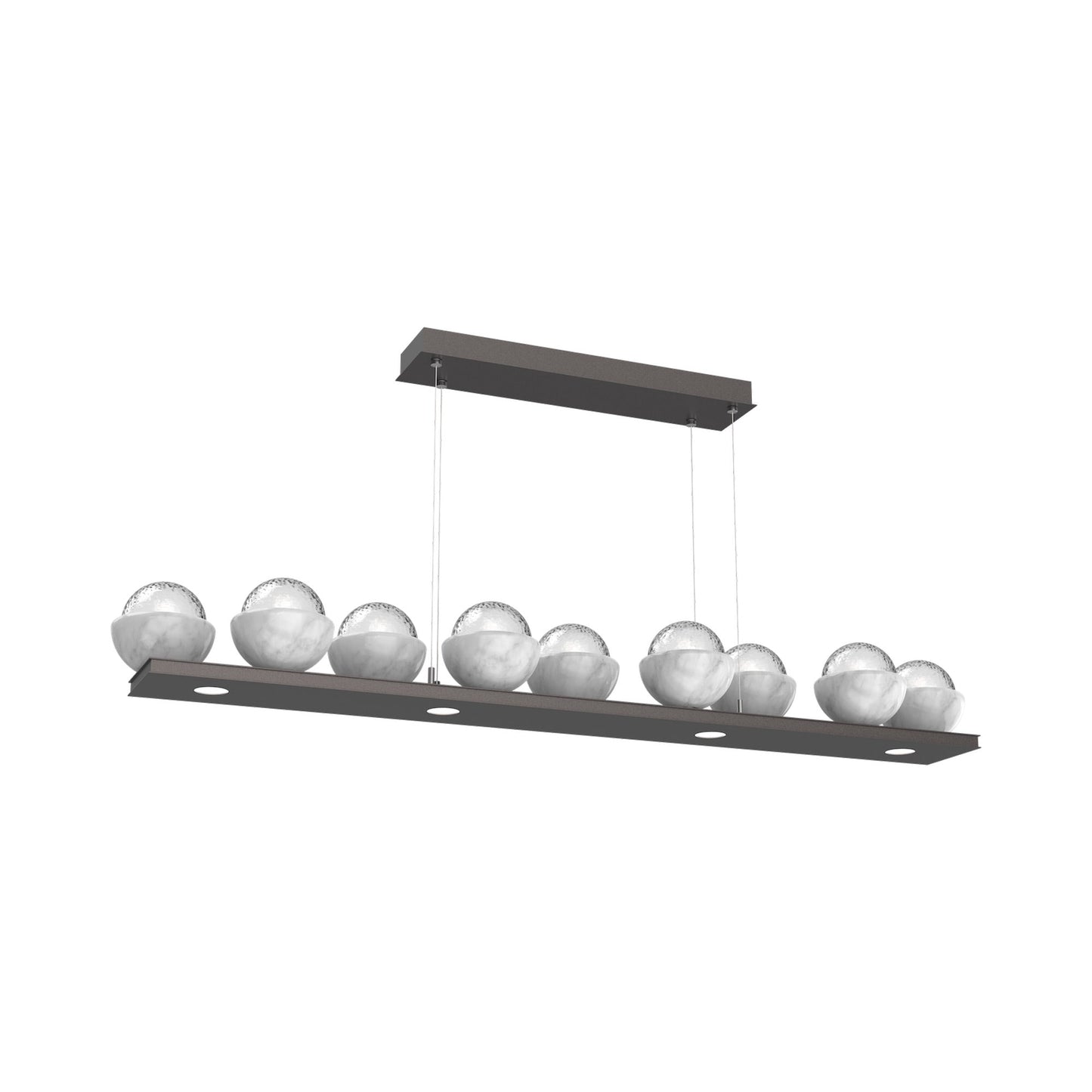 Cabochon Clear Linear LED Chandelier in Graphite/White Marble (58.8-Inch).