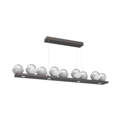 Cabochon Clear Linear LED Chandelier in Graphite/White Marble (58.8-Inch).