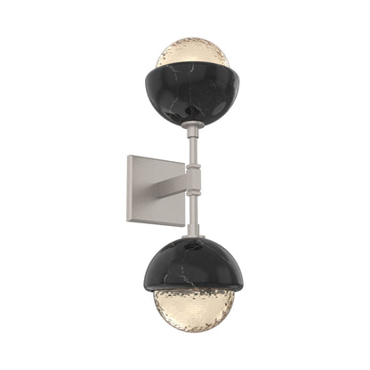 Cabochon Double LED Wall Light in Beige Silver/Amber Blown Glass (Black Marble).