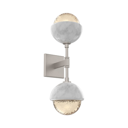 Cabochon Double LED Wall Light in Beige Silver/Amber Blown Glass (White Marble).
