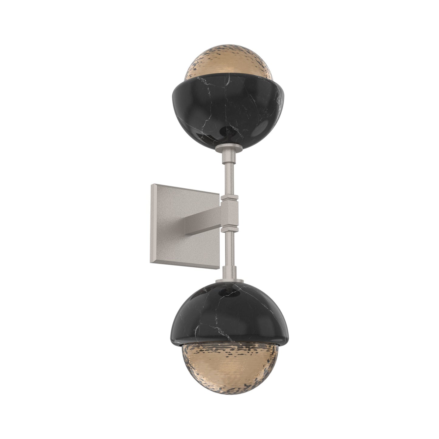 Cabochon Double LED Wall Light in Beige Silver/Bronze Blown Glass (Black Marble).